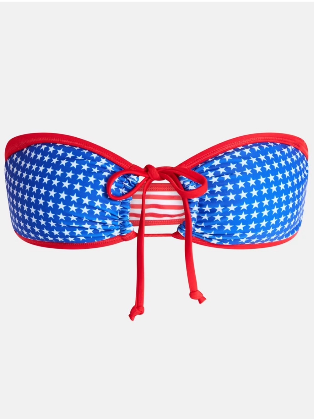 NWT -Patriotic Star Print Bandeau Bikini Top - Red & Blue